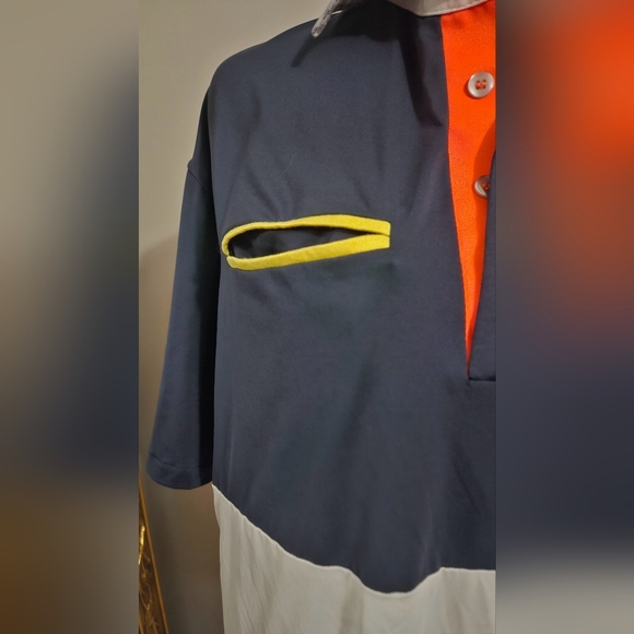 ALIAL FITAL Navy/white color block Polo. Size Large - Picture 6 of 12